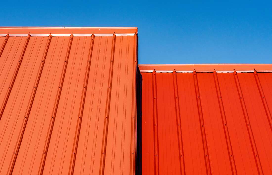 Orange and red metal roofing
