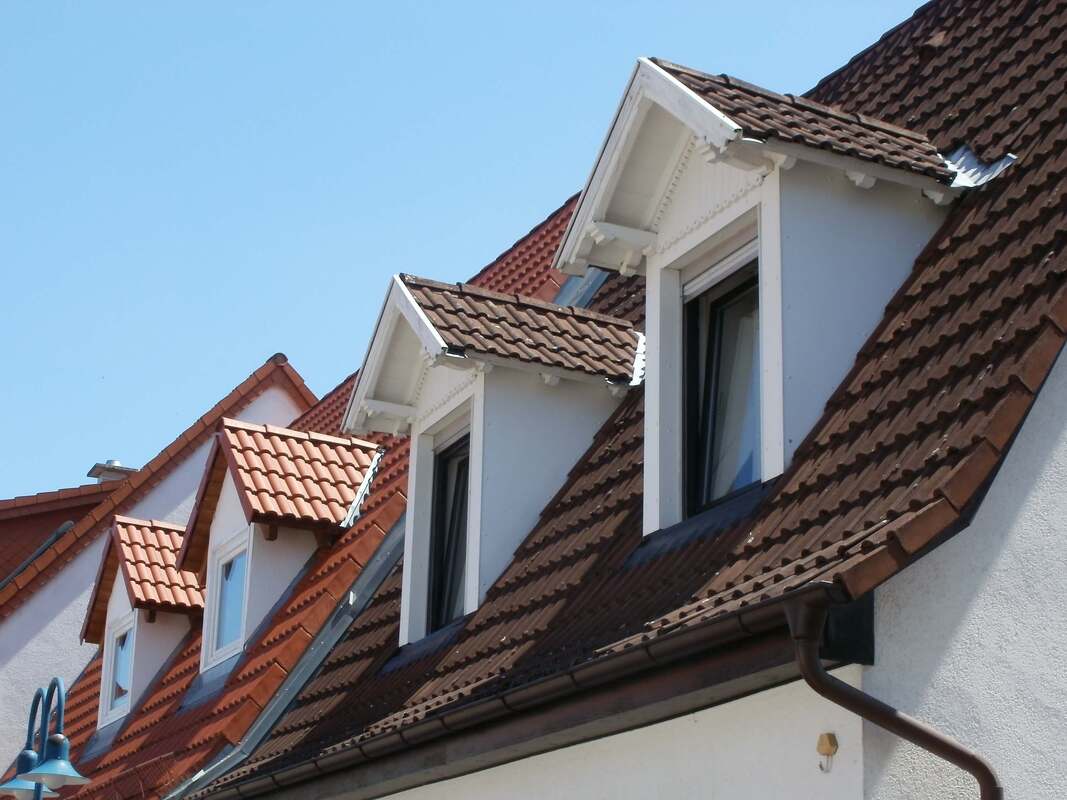 Red and brown steep roofs