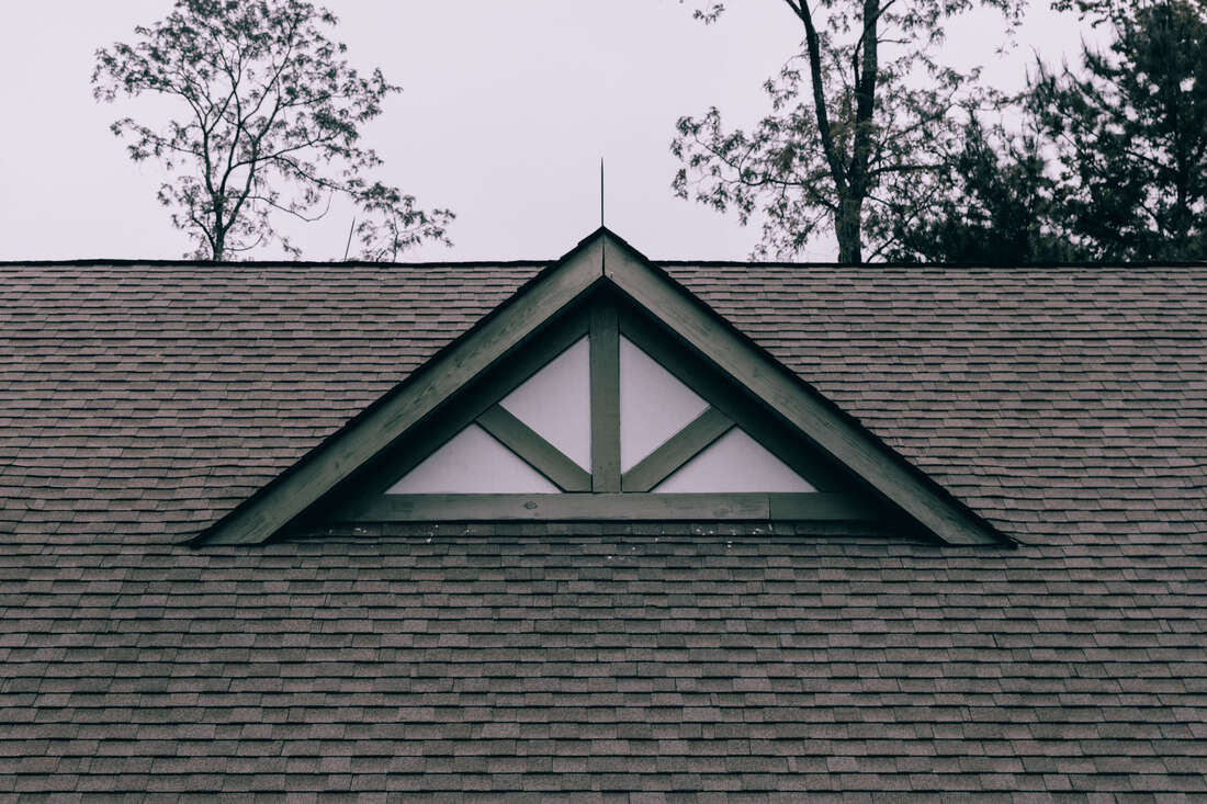 Grey roof with trees in the background
